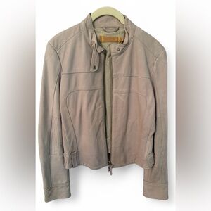 Doma Jacket Coat Leather Moto Women's Beige 100% Leather Jacket Size 3